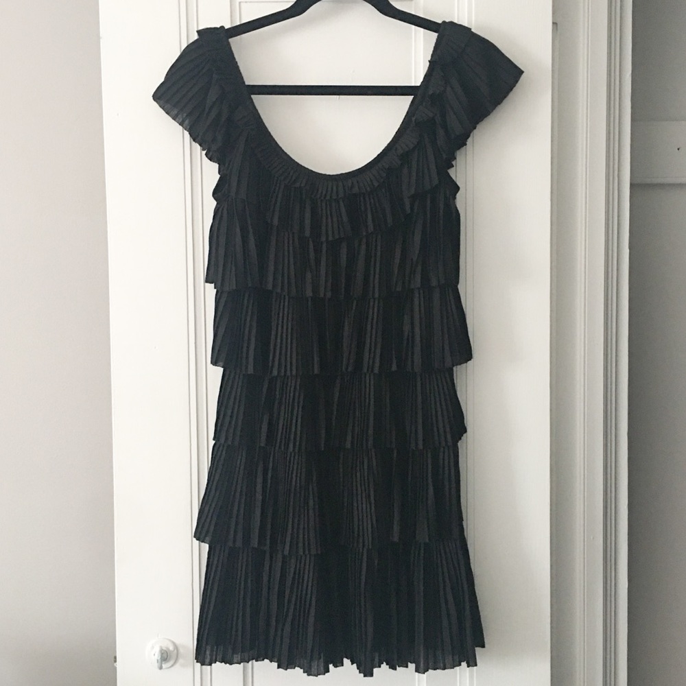WHBM Tiered Pleated Ruffle Mini Dress